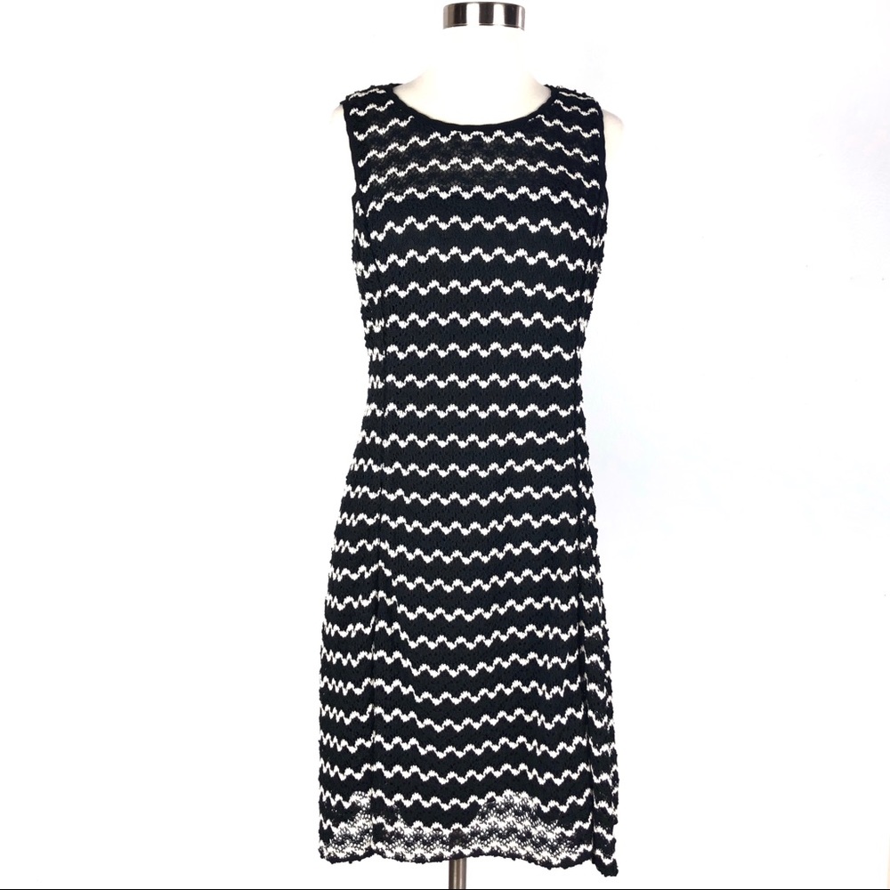 KARL LAGERFELD fit flare dress black white crochet